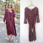 Thailand style Bohemian long dress retro floral printing cotton dress mix pattern long beach dresses loose large hem boho dress