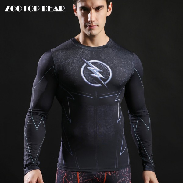 The Flash T shirt Men Compression T-shirts Fitness Crossfit T shirt 2017 Long Sleeve Camiseta Novelty Funny Tee Male ZOOTOP BEAR