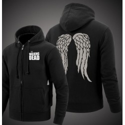 The Walking Dead Zombie Daryl Dixon Wings hooded 2017 winter men zipper fleece thicken Jacket Coat mma tracksuit sweatshirt down