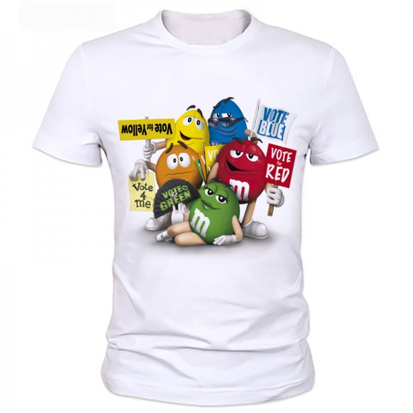 The man's printed t-shirts New Cartoon Peanut chocolate m&m's Emoji Print Cute Unisex Men t shirt Casual Hip Pop 88#