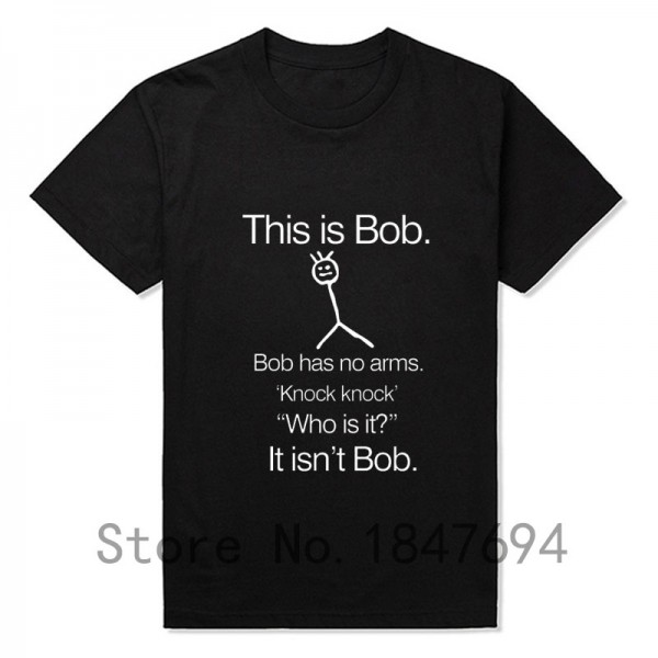 This Is Bob KNOCK KNOCK FUNNY JOKE T Shirts Men O Neck Short Sleeve Cotton Mens T-Shirt Hiphop Man Tees Free Shipping