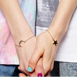 Timlee B096 New Moon Face and Star Alloy bracelets gift for friend,jewelry wholesale