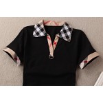 Timmiury New Summer Plaid T-shirt Women Cotton Short Sleeves 2017 V-neck Sexy Totoro Tops Black/Red/White/Khaki Casual Tshirts