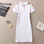 Timmiury Summer Women Embroidery Dress Sexy Party Dresses Sheath Black/White/Red Cotton V-neck Mini Office Dress Elbise Vestido