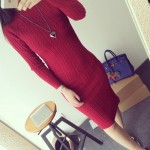 TingYiLi Winter Sweater Dress Wine Red Grey Lemon Green Black Long Sleeve Midi Dress Elegant Sexy Split Knitted Bodycon Dress