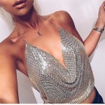 TissarLG Women Camisole 2017 New Top Fashion Sexy Low-cut Sequin Tank Top Striped tether sling deep V navel vest 7 Colors