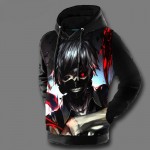 Tokyo Ghoul Hoodies 3D Printing Pullovers 2017 Top Ken Kaneki Anime Character Printed Male Streetwear Free Shipping