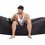 Toloco Fast Inflatable hangout Camping Sleep Bed Air Sofa Beach Bed Banana Lounger Air Bed Lazy Sleeping Bag With Side Pocket