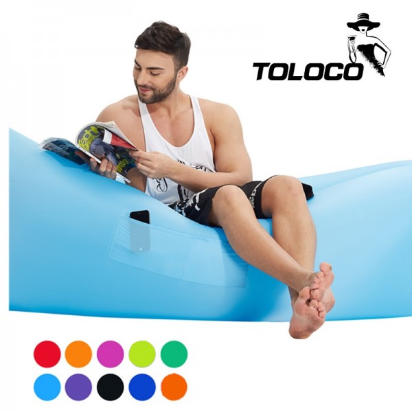 Toloco Fast Inflatable hangout Camping Sleep Bed Air Sofa Beach Bed Banana Lounger Air Bed Lazy Sleeping Bag With Side Pocket