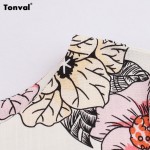 Tonval 4XL Womens Rockabilly Floral Pleated Dress Autumn Vestidos 2/3 Sleeve Retro Vintage 50s Elegant Lady Plus Size Dresses