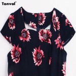 Tonval Summer Floral Vintage Women Plus Size S - 4XL Retro Stunning Dress Cap Sleeve Rockabilly Casual Pleated Dresses