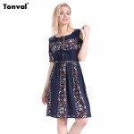 Tonval Women Vintage Printed Boho Summer Dress 2016 Ethnic Style Cute Off Shoulder Casual Dresses 6XL Plus Size Clothing Dress