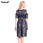 Tonval Women Vintage Printed Boho Summer Dress 2016 Ethnic Style Cute Off Shoulder Casual Dresses 6XL Plus Size Clothing Dress