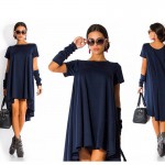 Top Hot Fashion O-neck Casual Clothing Women Dress Short Sleeve Loose Dress Women Asymmetrical Bodycon Dresses Vestidos