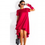 Top Hot Fashion O-neck Casual Clothing Women Dress Short Sleeve Loose Dress Women Asymmetrical Bodycon Dresses Vestidos