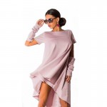 Top Hot Fashion O-neck Casual Clothing Women Dress Short Sleeve Loose Dress Women Asymmetrical Bodycon Dresses Vestidos