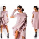 Top Hot Fashion O-neck Casual Clothing Women Dress Short Sleeve Loose Dress Women Asymmetrical Bodycon Dresses Vestidos