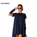 Top Hot Fashion O-neck Casual Clothing Women Dress Short Sleeve Loose Dress Women Asymmetrical Bodycon Dresses Vestidos