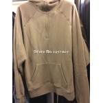 Top Version Half Zipped Fur Hoodies Mens Justin Bieber Hip Hop Side Slits Oversized Pullovers Drop Shoulder Free Shipping