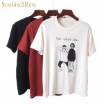 Top summer 5XL plus size t-shirt ladies loose cartoon letter printing t-shirts short sleeve neck cotton shirt lovers top tee