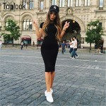 Toplook Bodycon Women Dress Short Sleeve Robe Sexy Summer Office Dresses Knee-Length Bandage Midi Black Army Green Pencil Dress