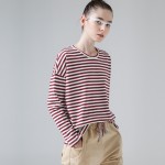 Toyouth 2017 New Arrival Fashion Women T-Shirts Long Batwing Sleeve Striped Base Casual Tees Cotton Woven O-Neck Tops