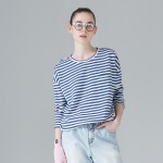 Toyouth 2017 New Arrival Fashion Women T-Shirts Long Batwing Sleeve Striped Base Casual Tees Cotton Woven O-Neck Tops