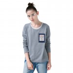 Toyouth 2017 New Arrival Long T-Shirts Autumn Women Casual Striped Printed O-Neck Long Top