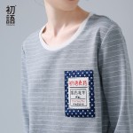 Toyouth 2017 New Arrival Long T-Shirts Autumn Women Casual Striped Printed O-Neck Long Top