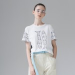 Toyouth 2017 New Arrival Summer T-shirt Women Fashion Hit Color Splice O-Neck Cotton Cartoon Pattern Female