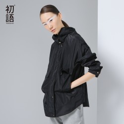 Toyouth 2017 New Arrival Women Autumn Trench Casual Loose Stand Collar Short Trench Female Single-breasted Trench