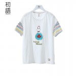 Toyouth 2017 Summer New Arrival Female T-Shirts Cartoon Print Preppy Style O-Neck Short-SleeveT-Shirt Women Loose Casual Tops