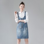Toyouth 2017 Summer New Arrival Women Suspender Dress Denim Preppy Style One-Piece Dress Lady Knee-Length Sleeveless Dress