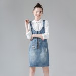 Toyouth 2017 Summer New Arrival Women Suspender Dress Denim Preppy Style One-Piece Dress Lady Knee-Length Sleeveless Dress