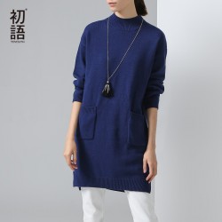 Toyouth 2017 Winter New Dress Women Turtle Neck Solid Knitted Dress Female Casual Straight Dress