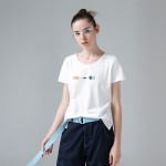 Toyouth 2017 Women Summer Simple T-Shirts Embroidery Fish Pattern O-Neck Basic T-Shirts Female Loose Casual Tees White Color