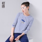 Toyouth Autumn Women T-Shirts Casual Long Sleeve O-Neck Cotton Top