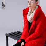 Toyouth Autumn & Winter Long Style Parkas Women Botton Collarless Thicken Loose Coats Female