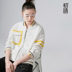 Toyouth Baseball Jackets for Women 2017 Spring Zipper Fly Color Contrast Women Jacket Knitted Outwear Coat Jacket