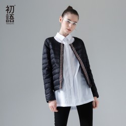 Toyouth Down Coat Jacket 2017 Women Autumn Winter Long Sleeve 80% White Duck Down Black Short Coat