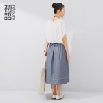 Toyouth Fashion Women Summer Pencil Patchwork Long  Dress High Waist Batwing Sleeve Loose Day and Night Casual Dress