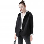 Toyouth Jackets 2017 Spring New Women Short Coats Vintga Striped Patchwork Loose Cotton Casual Hooded Outerwear Coat
