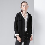 Toyouth Jackets 2017 Spring New Women Short Coats Vintga Striped Patchwork Loose Cotton Casual Hooded Outerwear Coat