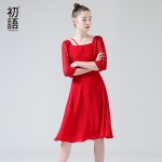 Toyouth New Arrival Dress 2017 Spring Women O-Neck Half Sleeve Casual Slim H-Line Lady Long Dresses