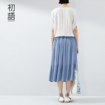 Toyouth New Women Summer Dresses Solid Flower Print Patchwork Batwing Sleeve Dress Ladies Loose Mid-Calf Slim Dress