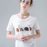 Toyouth Summer Women T shirt Elephant Animal Printed Loose Short sleeve Harajuku Style Casual T-shirt Girl Casual Tops