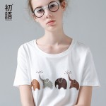 Toyouth Summer Women T shirt Elephant Animal Printed Loose Short sleeve Harajuku Style Casual T-shirt Girl Casual Tops