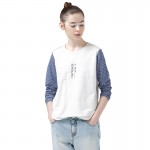 Toyouth T-Shirts 2017 Spring New Women Plaid Patchwork O-Neck Long Sleeve Casual Cotton Tees Tops