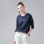 Toyouth T-Shirts 2017 Spring Women Cactus Embroidery Casual Cotton Long Sleeve Loose O-Neck  Ladies Tees Tops