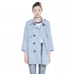 Toyouth Trench Coat 2017 Spring Women Coats Casual Turn-Down Collar Solid Color Three Quarter Sleeve Loose Coat